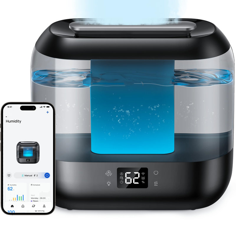 Smart Black and Clear Ultrasonic Humidifier with App Control