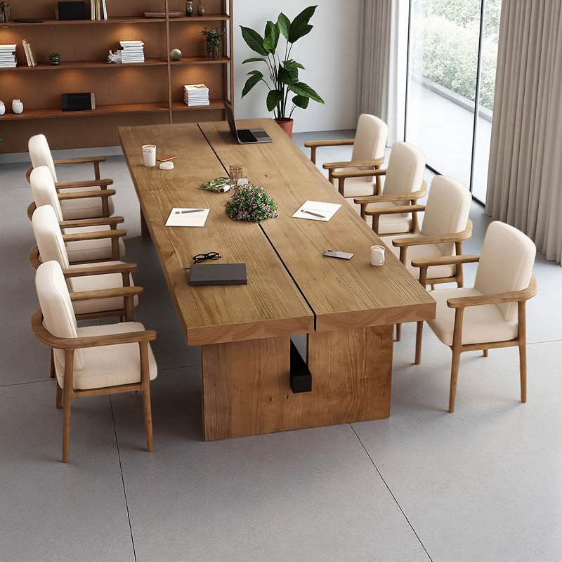 Rustic Industrial Rectangular Solid Wood Dining Table, 29.53" H x 94.5" L x 39.37" W