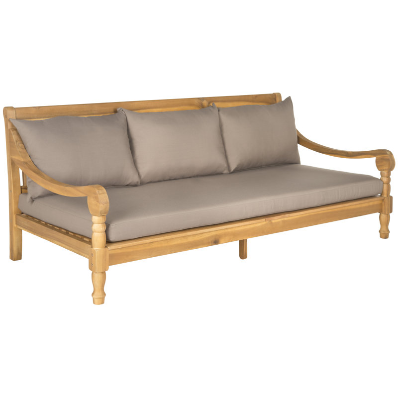 Large lit de jour d'extérieur pour patio avec coussins, Taupe, Naturel
