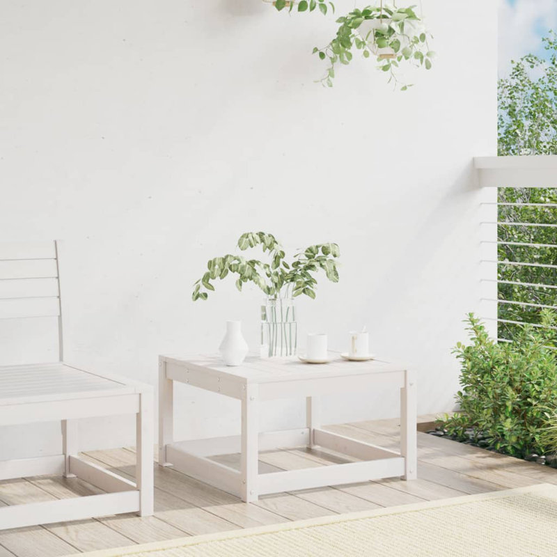 Garden Footstool Solid Wood Pine, White