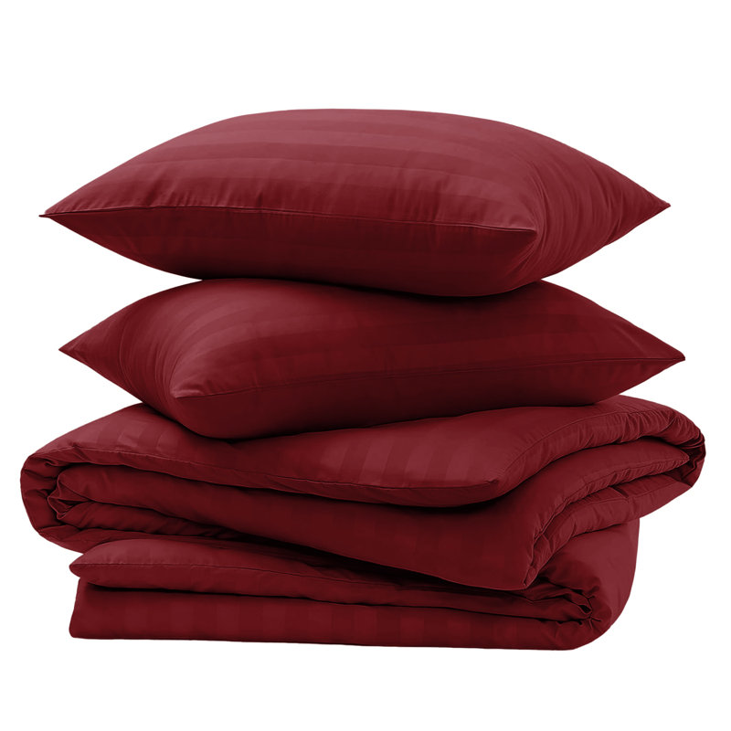 4-Piece Striped High Quality Duvet Cover Set with Fitted Sheet & 2 Pillowcases , Single Duvet Cover Set + 2 Additional Pieces