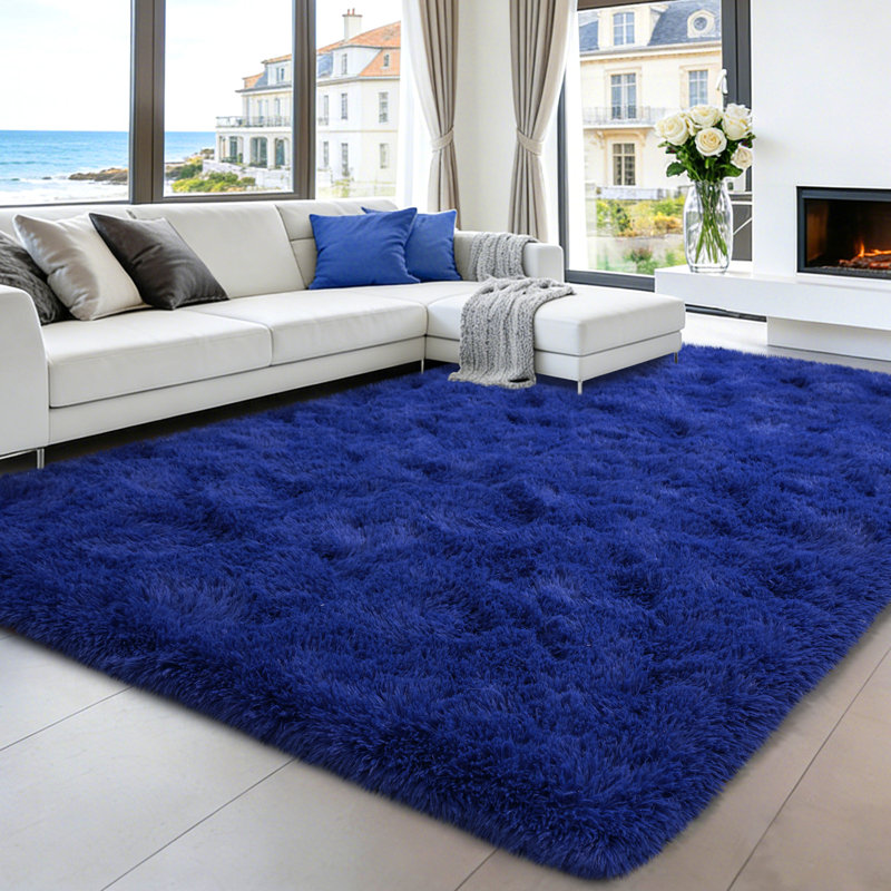 Super Soft BrightBlue Rug 8x10 ft, Oversized Living Room Rug, Thick Pile Rug, Fluffy Tufted Room Rug For Room Bedroom Large Cozy Fuzzy Rug Room Home Decor Aesthetic Soft Non Slip Rug Decor Aesthetic, Christmas Decor, Halloween Decor