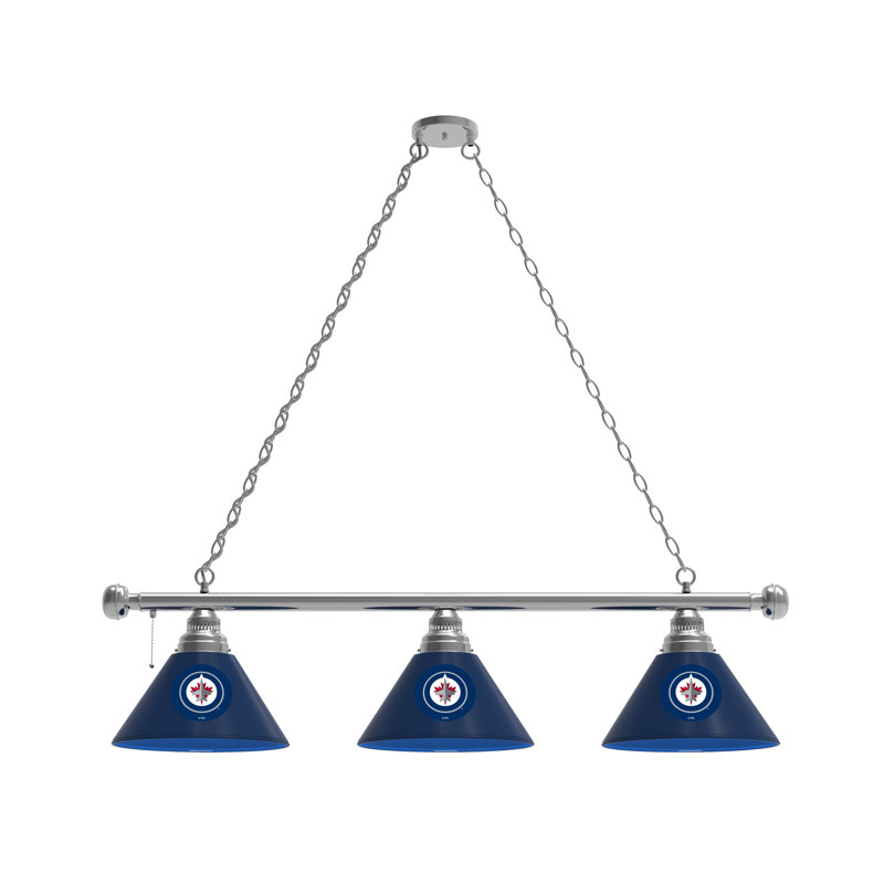 3 - Light Pool Table Lights Pendant, Chrome, Winnipeg Jets
