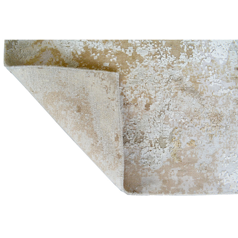 Abstract Area Rug in Beige And Brown, Rectangle 5' x 8'