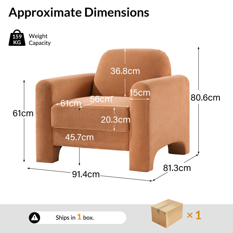 Upholstered Armchair, Orange 