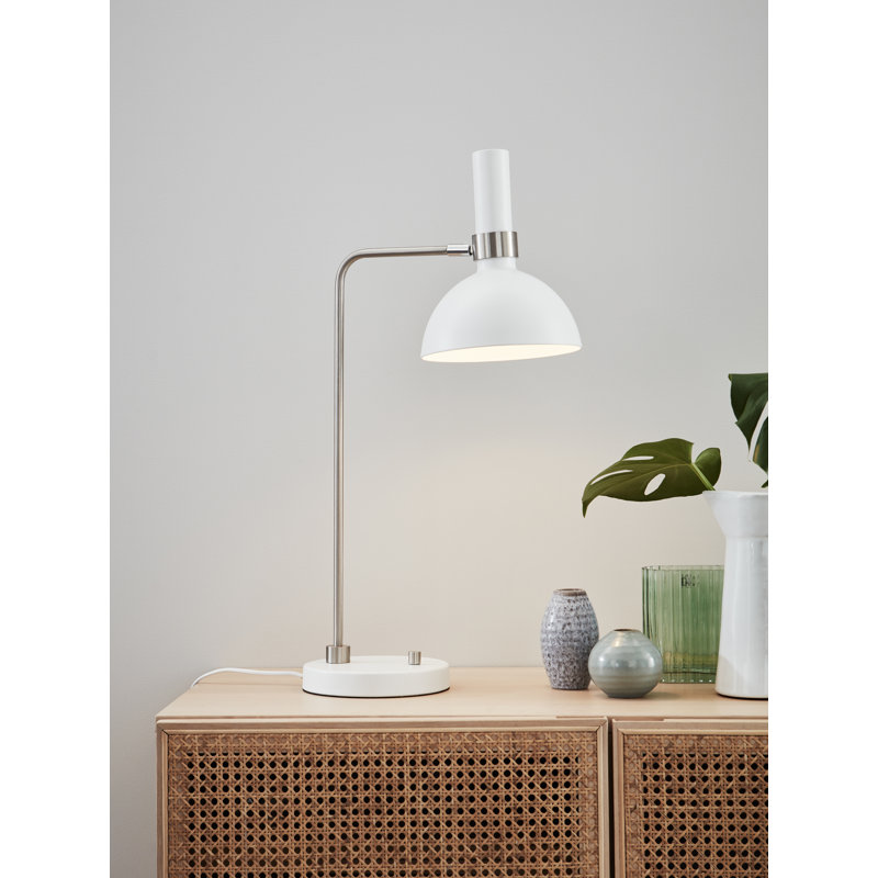 Keanu Metal Desk Lamp, White/Steel