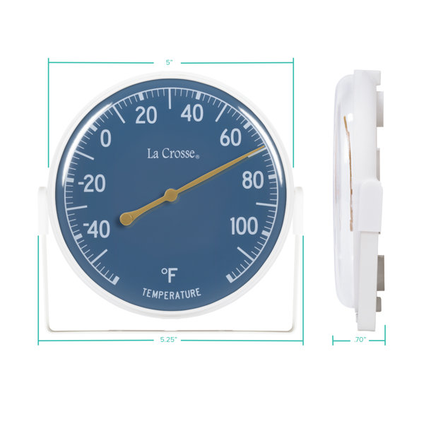 La Crosse Technology 5-In. Blue Analog Dial Bracket Thermometer