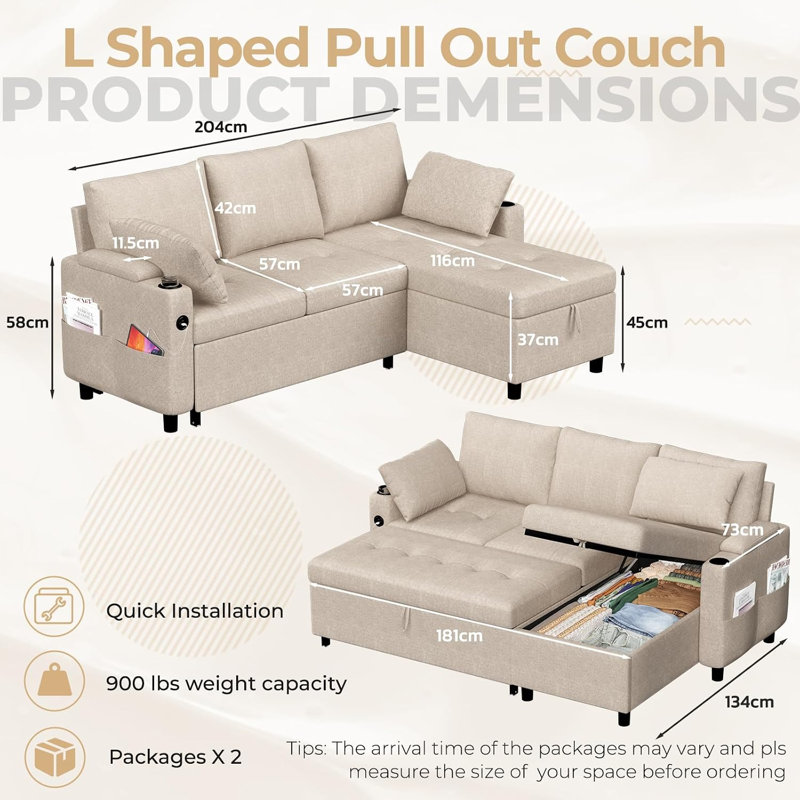 3 Seater Sofa, Beige