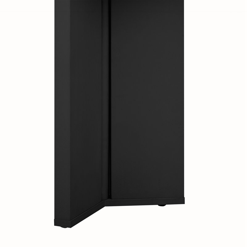 Élégante console avec placage de pin et pieds géométriques, idéale pour le salon, le bureau et la salle à manger, Noir