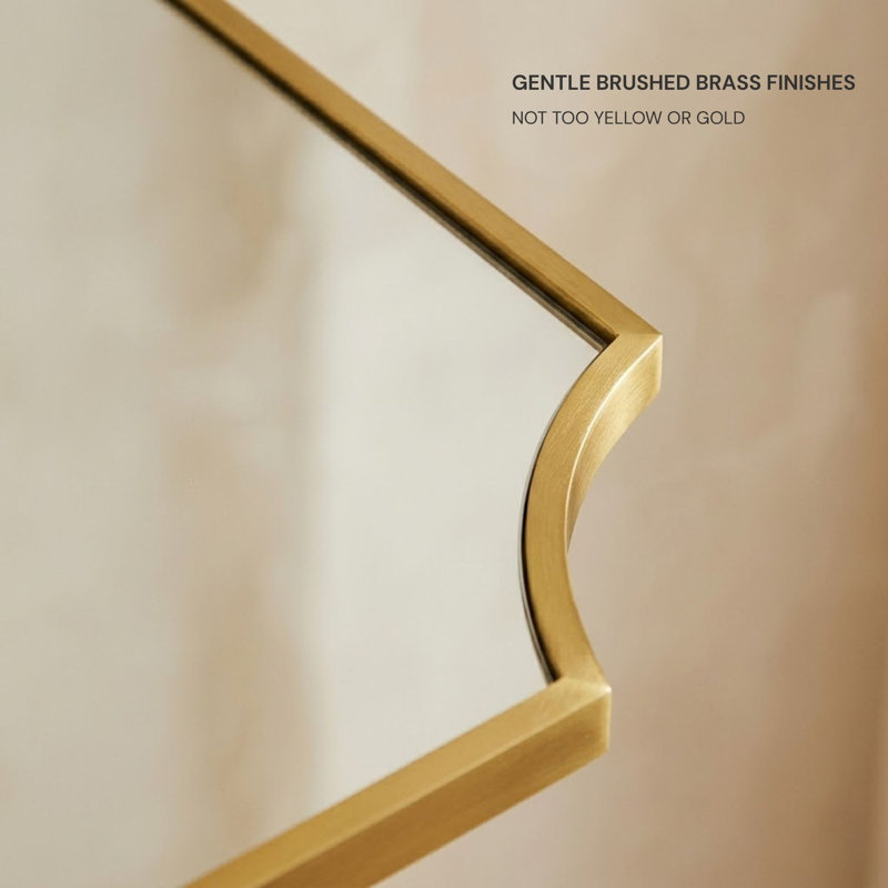 Airius Decorative Scalloped Bathroom Vanity Mirrors, Arched Wall Mirror, Brushed Gold, 32" x 24"