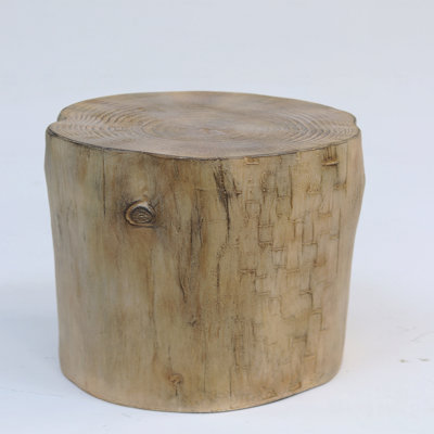 Outdoor 14.25Inch MGO Patio Side Table, Hand-Painted Wood Stump