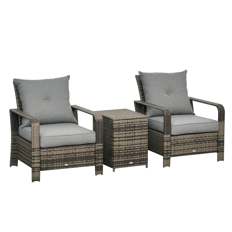 Mobilier de patio, chaises de table de rangement en osier, Gris