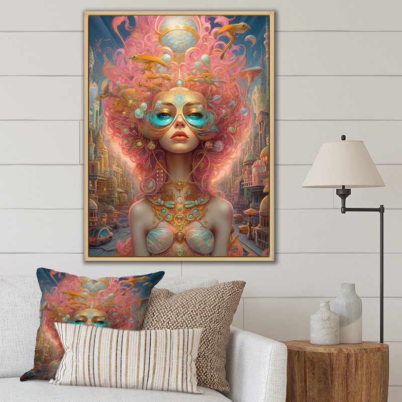 Exquise déesse dans des pastels psychédéliques I - impression, H 44 po x l 34 po x P 1,5 po, Cadre naturel flottant