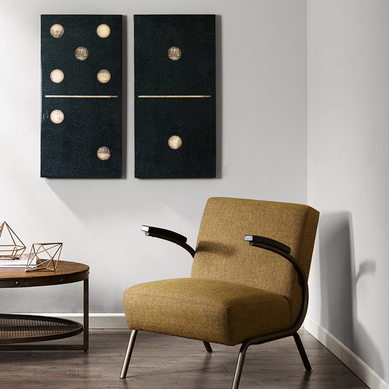 Décoration murale en toile 2 - impressions noires avec finition brillante par rainures décoratives aux tons profonds, facile à suspendre
