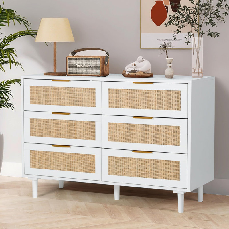 110cm W 6 - Drawer Chest of Drawers, White