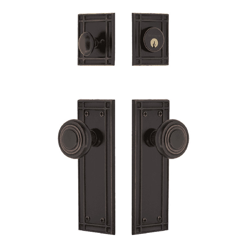 Nostalgic Warehouse Mission Entry Set with Deco Knob, Timeless Bronze, 2.75