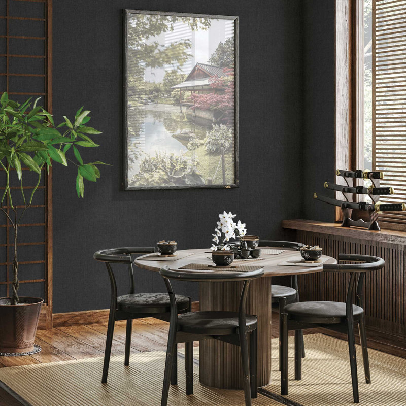 Fine Boxweave Paperweave Wallpaper, Black