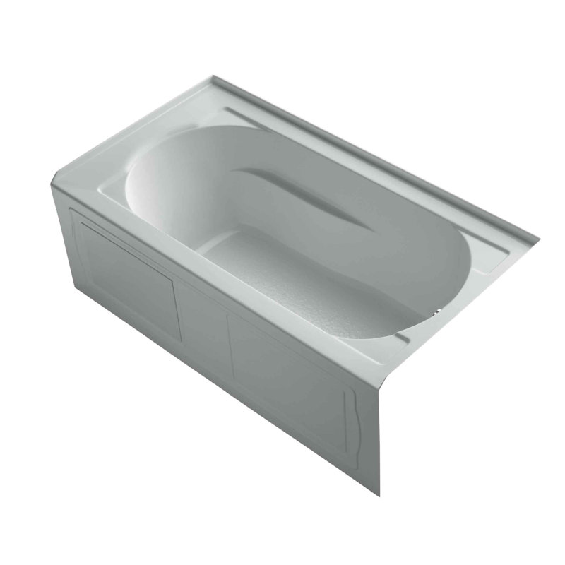 Devonshire 60" x 32" Alcove Soaking Acrylic Bathtub, Ice Grey, Right