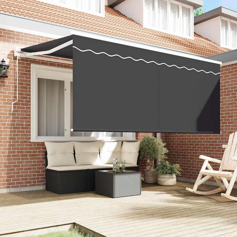 VidaXL Retractable Patio Awning, 165cm H x 300cm W x 200cm D, Anthracite/White