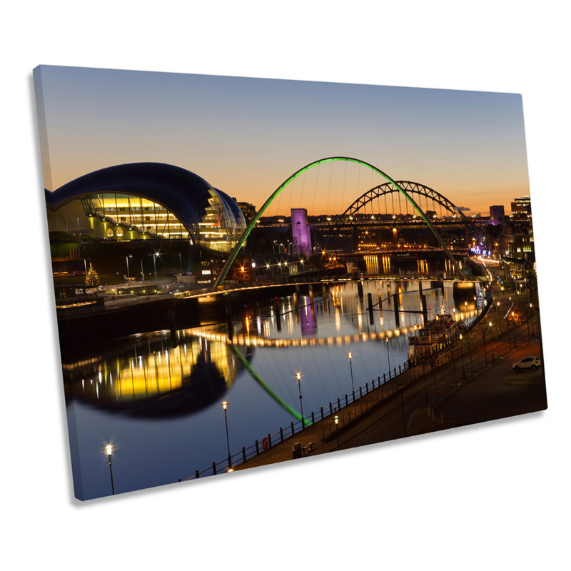 X1346 Newcastle Tyne Bridge River - Wrapped Canvas Print, 30.5cm H x 45.7cm W x 2cm D