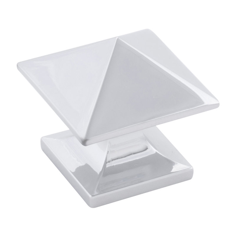 Knob 1-1/4 Inch Square (10 Pack), Chrome
