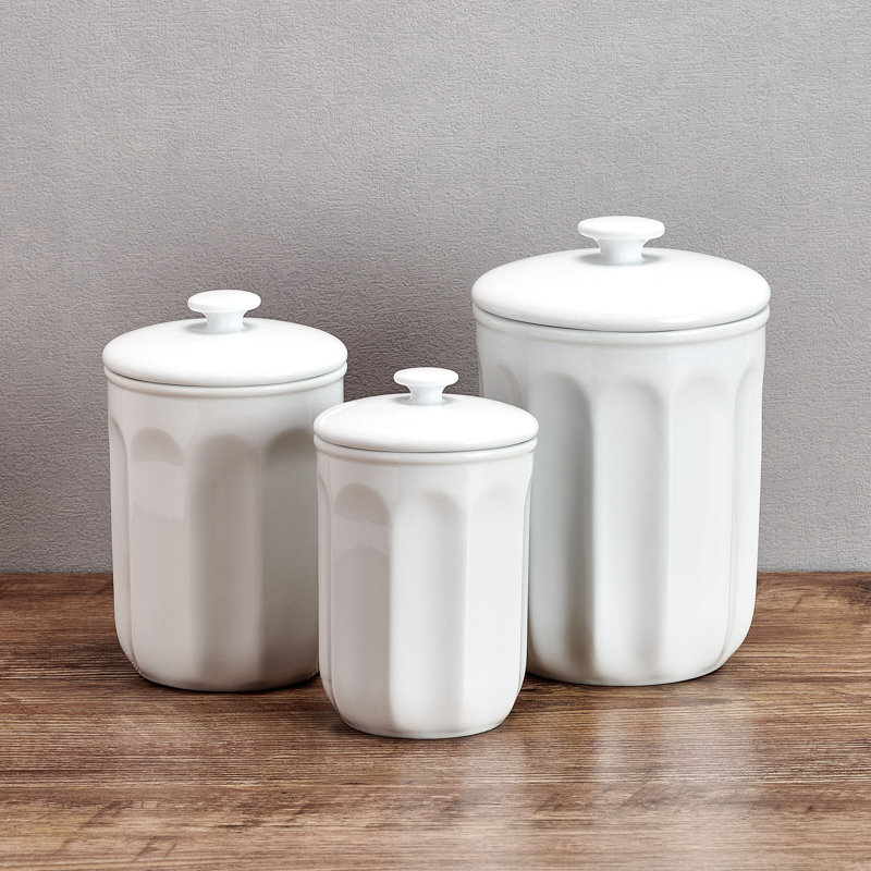 Fitz And Floyd Everyday White Vintage Canister Set, 3 Piece