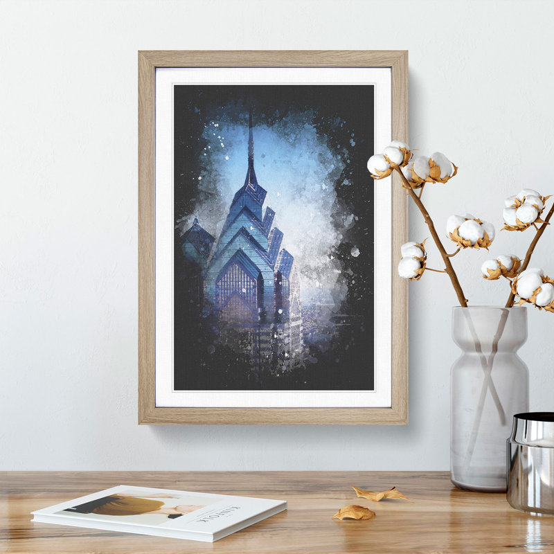One Liberty Place in Philadelphia - Picture Frame Graphic Art Print, 87cm H x 62cm W x 2cm D, Oak Framed