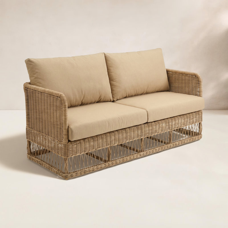 Canapé d'extérieur Destin, Brun, Toile beige