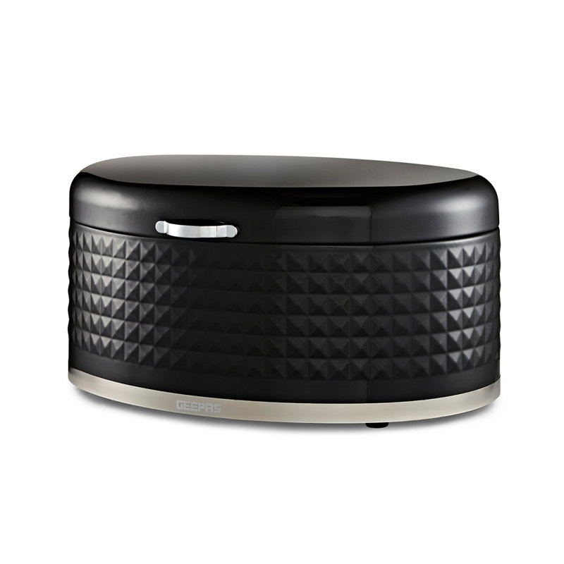 GEEPAS Argyle Bread Bin 9L | Carbon Steel Container with Flip-Open Lid & Easy-to-Lift Lid Handle | Easy Clean Design Preserves Loaves Fresh Longer | Shields from Dust Mites | Storage Box