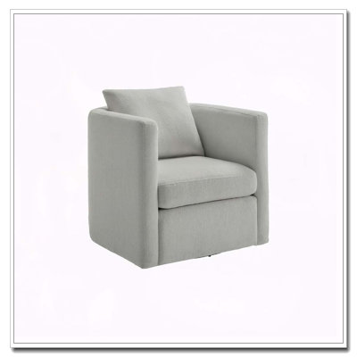 Sutton Light Grey Performance Fabric Swivel Barrel Chair