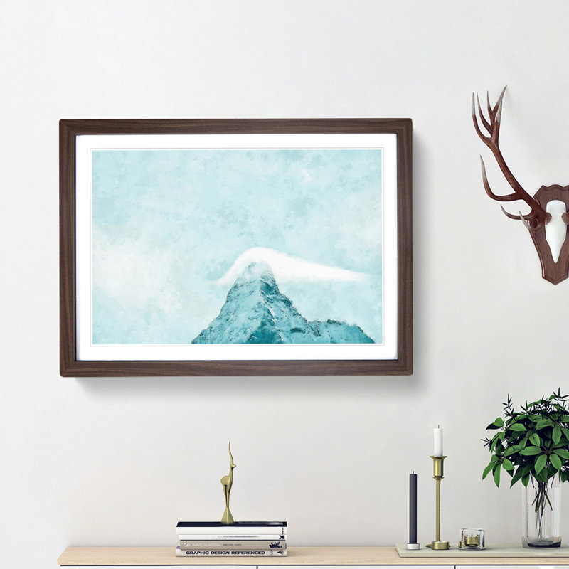 Mountain Summit - Picture Frame Graphic Art Print, Walnut Framed, 24cm H x 33cm W x 2cm D