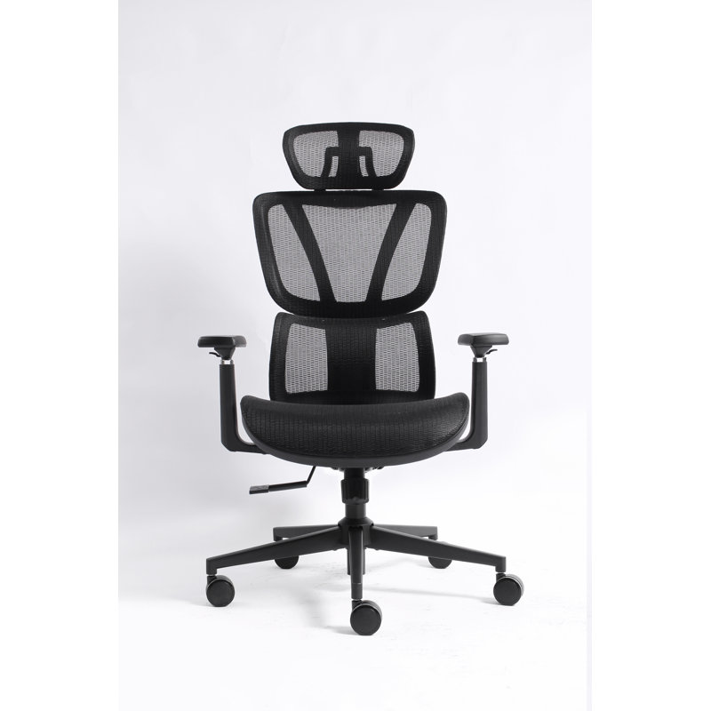 Chaise de bureau en filet de qualité supérieure avec support lombaire réglable - Base de chaise noire