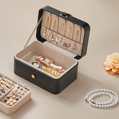 Jewellery Box, 2 Layer Travel Storage Case, 11 x 16 x 8 cm