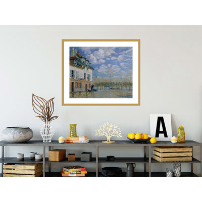 «The Boat in the Flood Port-Marly» par Alfred Sisley, impression giclée sur cadre