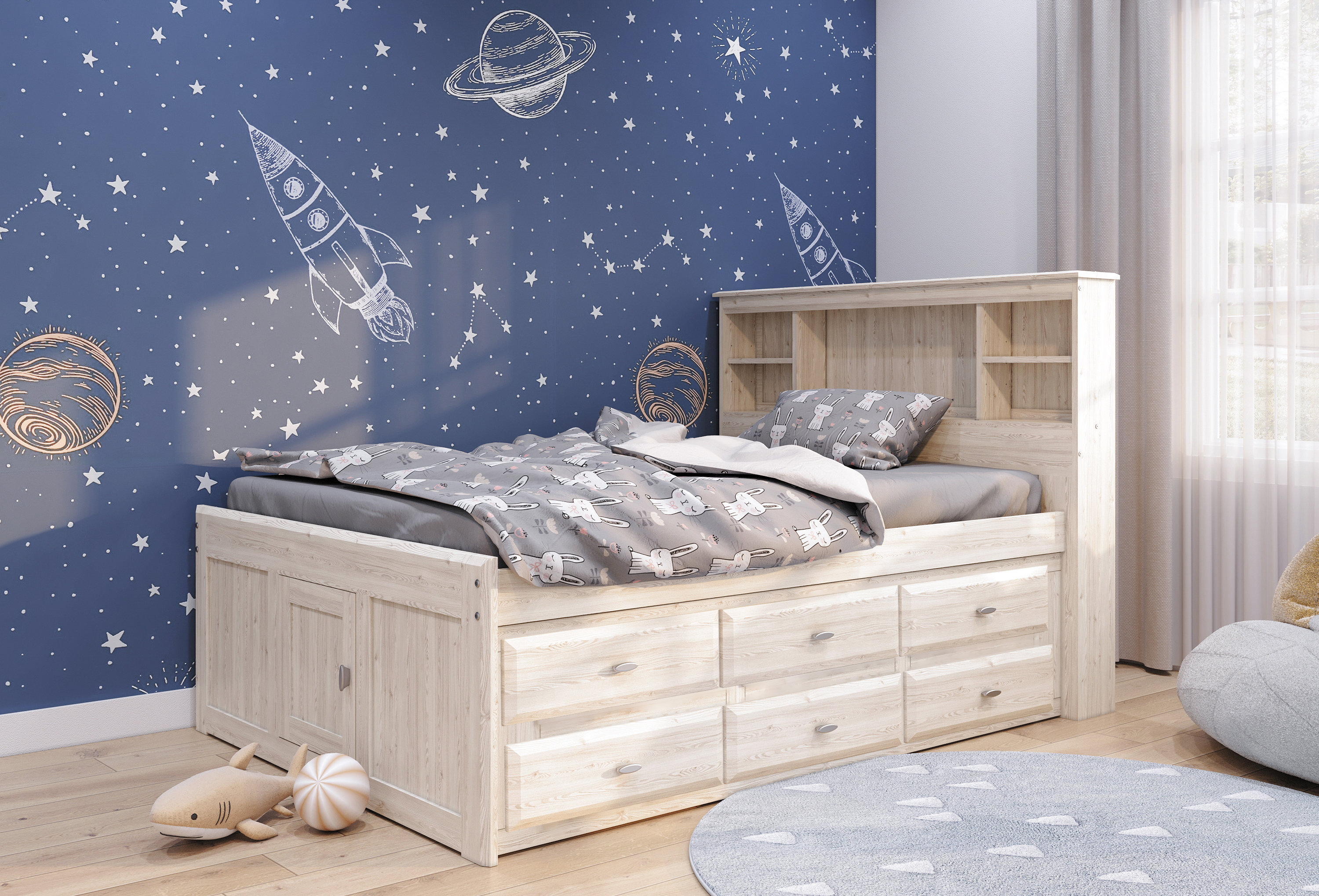 Viv + Rae™ Beckford Full 6 Drawer Solid Wood Platform Bed with Bookcase by  Viv + Raeâ?¢ \u0026 Reviews | Wayfair, image size:3000x2039