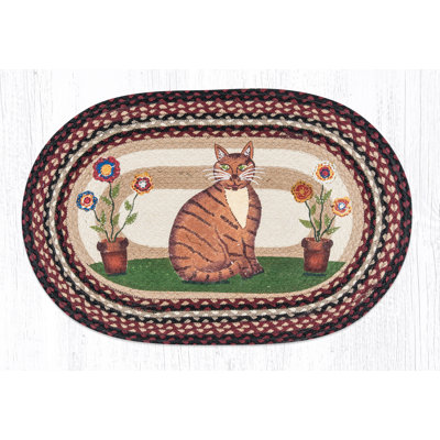 Tapis à motif ovale en laine mélangée 30 po H