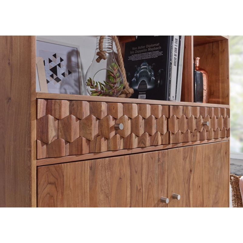 Mosayk 185cm H x 115cm W Solid Wood Standard Bookcase