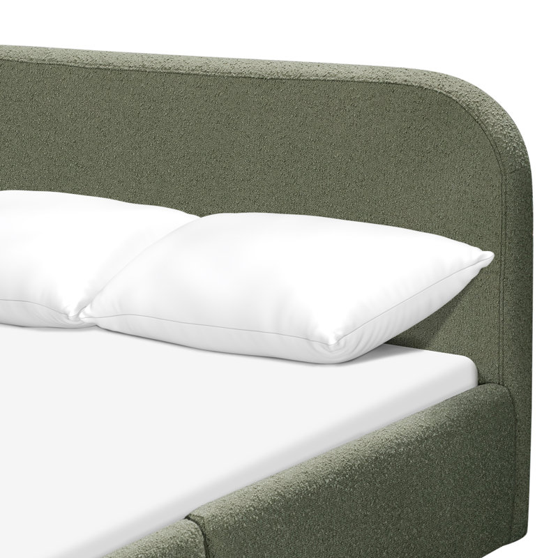 Nara Twin Bed, Full, Performance Olive Boucle