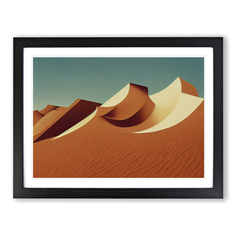 XH1022-6081X Modern Desert Sand Dunes - Single Picture Frame Print, 25cm H x 34cm W x 2cm D, Black