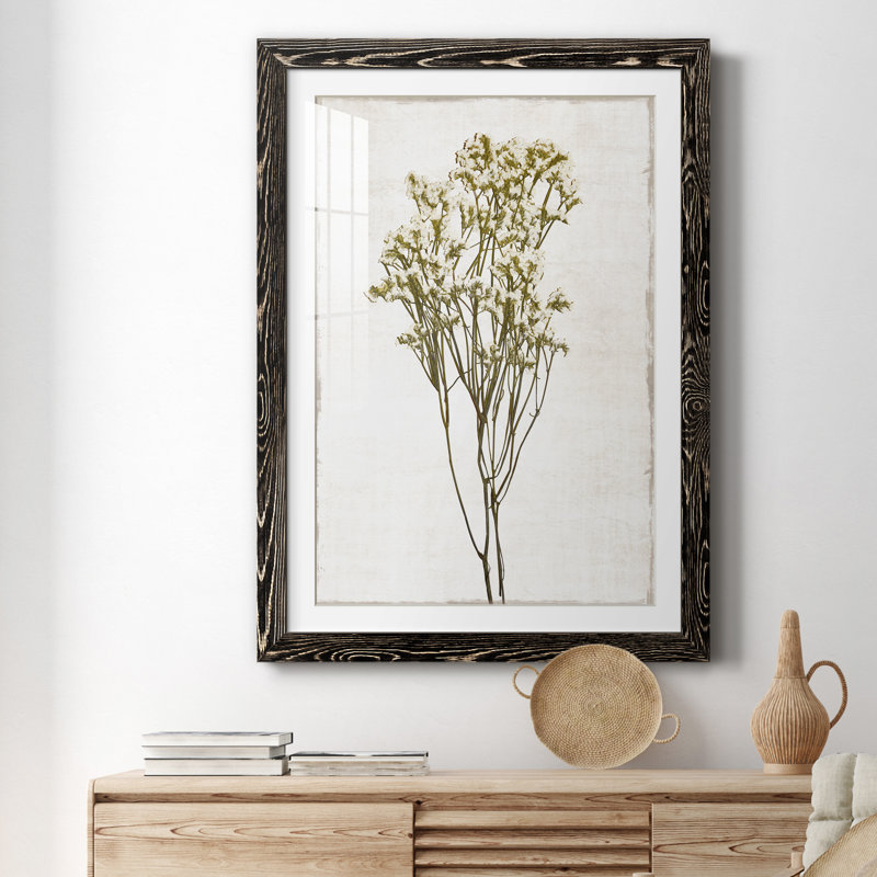 Farmhouse Pressed Flower II - peinture encadrée, H 37,5 po x l 27,5 po x P 1,5 po, Noir
