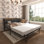 Lit de jour avec lit gigogne, structure de lit simple en métal robuste avec tête de lit tapissier et station de charge pour le salon, la chambre à coucher et la chambre d'amis, noir
