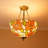 3-light Dimmable Tiffany Style Sunflower Chandelier， Semi-flush Ceiling Light With Bulbs