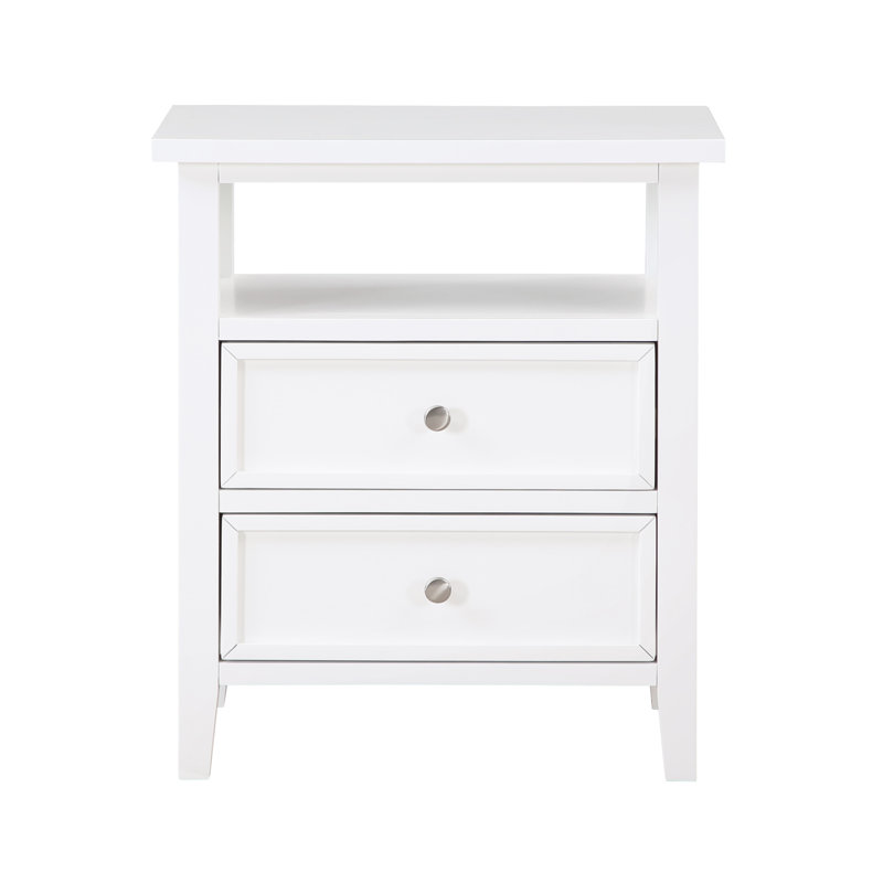 Table de chevet 2 tiroirs Weston, Blanc
