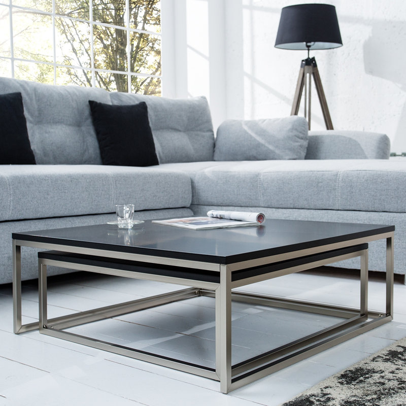 Gwyneth Frame Coffee Table, Black, Chrome colour