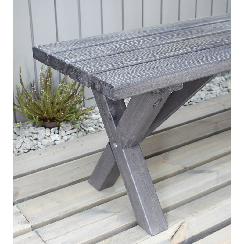 Edgerton Solid Wood Pine Outdoor Bench, 44cm H x 180cm W x 39cm D, Shabby Elegance Grey
