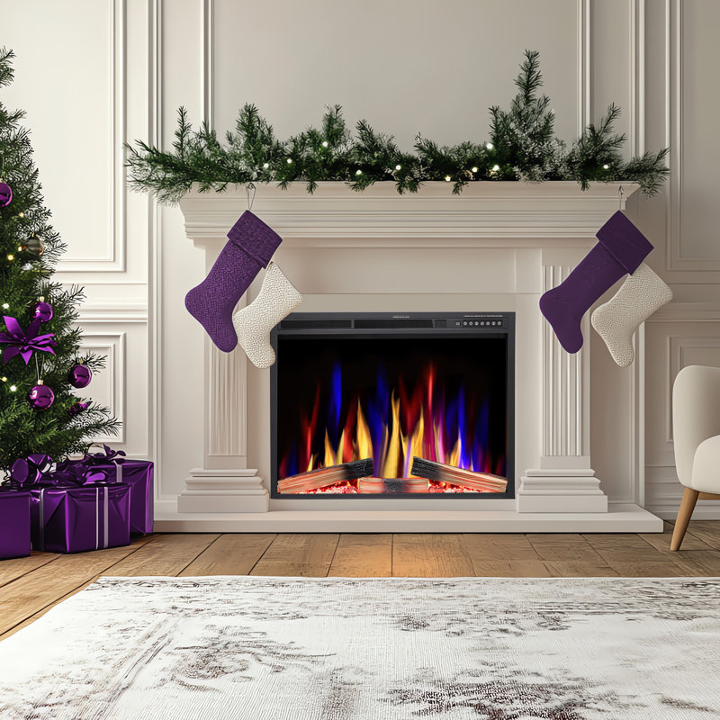 HAVATO Black Electric Fireplace with BTU 5100, 27.05" H x 38.98" W x 6.61" D