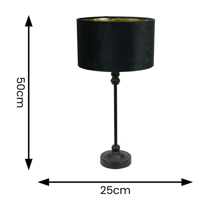 Agetina Metal Table Lamp, No, Black Base/Black/Gold Shade