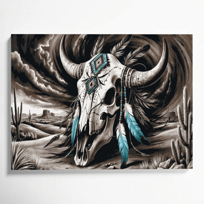 «Southwestern Animals Skull and Bones», art mural noir sur toile 51