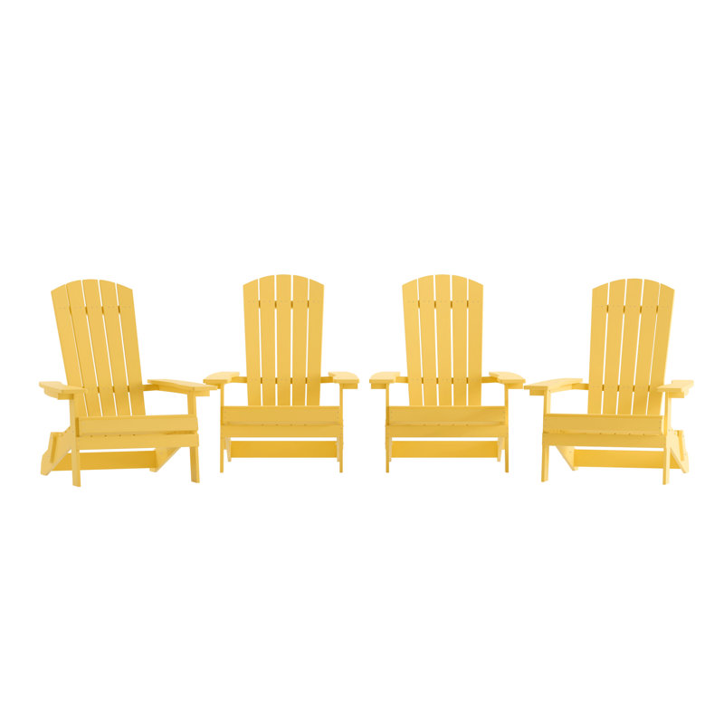Balasi Poly Resin Folding Adirondack Chair-Indoor/Outdoor Patio Chair, Yellow