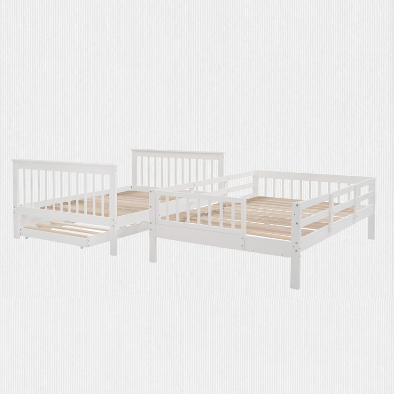 Full-Over-Full Bunk Bed With Twin Size Trundle, White